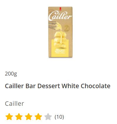 Cailler Bar Dessert White Chocolate 200g