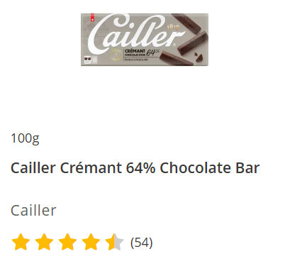 Cailler Crémant 64% Chocolate Bar 100g