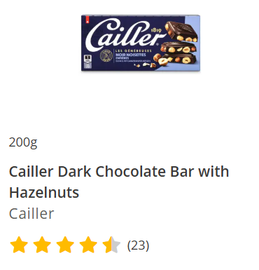 Cailler Dark Chocolate Bar with Hazelnuts 200g