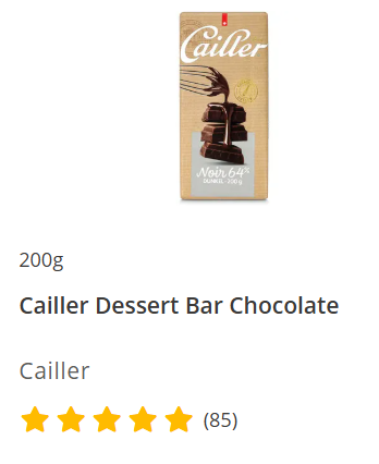 Cailler Dessert Chocolate Bar 200g
