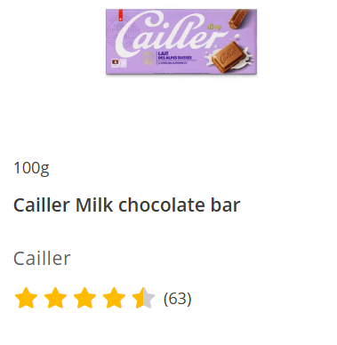Cailler Milk Chocolate Bar 100g