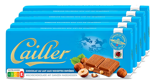 Cailler Milk Chocolate with Whole Hazelnuts 5x100g