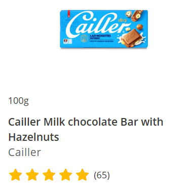 Cailler Milk chocolate Bar with Hazelnuts 100g