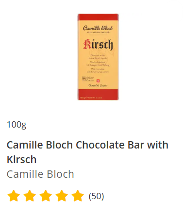 Camille Bloch Chocolate Bar with Kirsch 100g